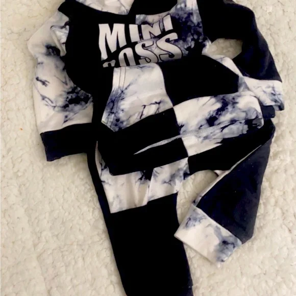 Baby Boy Outfit  Tie Dye Sweatshirt Mini Boss Long Sleeves Sweatshirt Set 12m - Picture 2 of 10